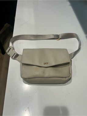 Freshly Picked Light Beige Pebbled Leather Crossbody Belt Bag